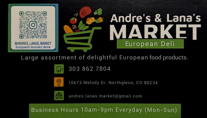 Andre's and Lana's Market Business Card