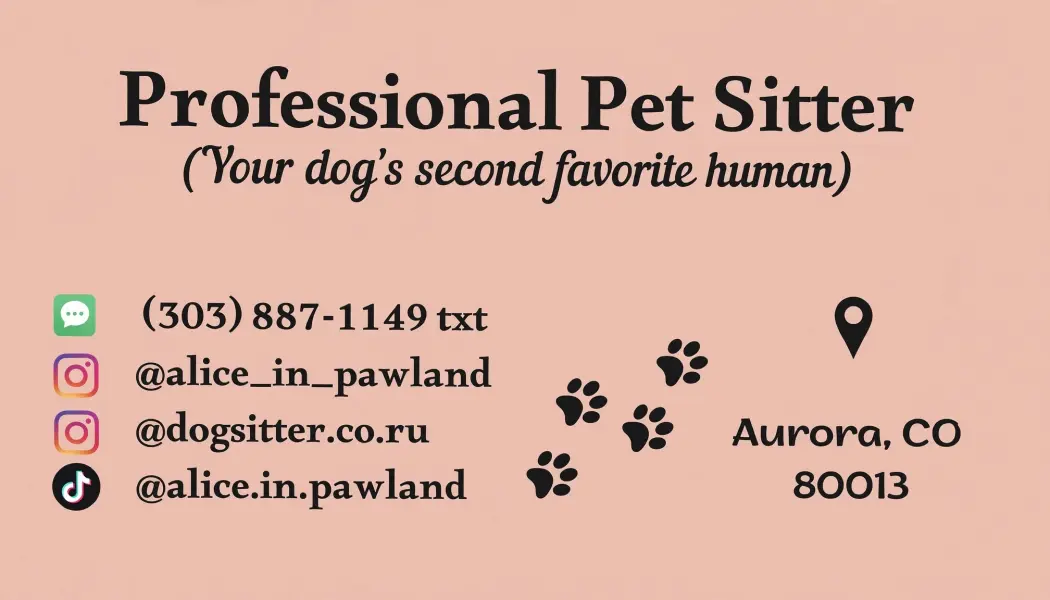 Alice in Pawland LLC Business Card