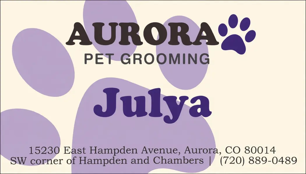Aurora Pet Grooming Business Card