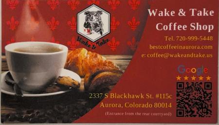 Wake & Take Coffee Shop Business Card